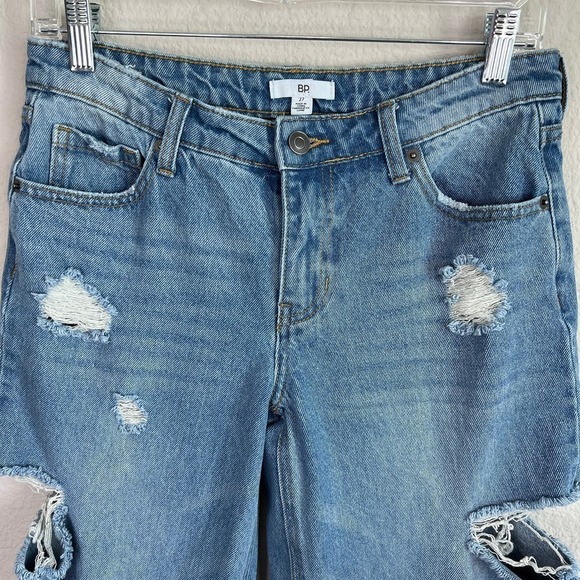 BP Wide Leg Jeans Women's 27 Side Cut Out Mid Rise Medium Wash Cotton Trashed - Picture 2 of 6